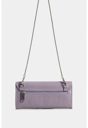Porta Chequera De Cuero Liso Para Mujer Cadena Removible Porta Chequera De Cuero Liso Para Mujer Cadena Removible Lila Vélez