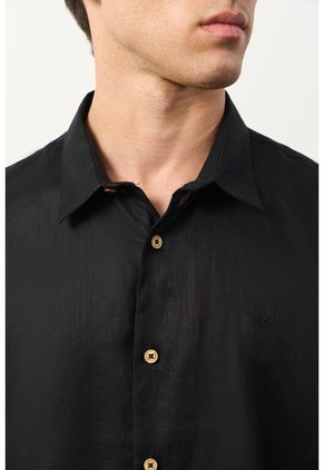 Camisa En Lino Manga Corta Siena Para Hombre Camisa En Lino Manga Corta Siena Para Hombre Negro XL VÉLEZ