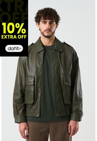 Chaqueta Bomber De Cuero Para Hombre Meridian Chaqueta Bomber De Cuero Para Hombre Meridian Verde Oliva L VÉLEZ Vélez