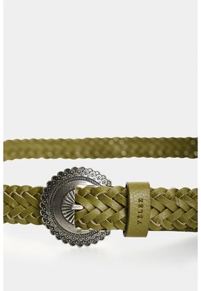 Cinturón Unifaz Trenzado En Cuero Para Mujer Anam Cinturón Unifaz Trenzado En Cuero Para Mujer Anam Verde Oliva M VÉLEZ