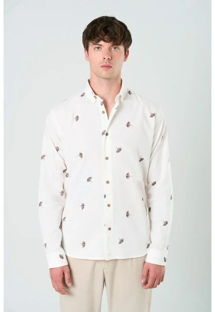 Camisa Manga Larga Semi Fitted Para Hombre Sienna Camisa Manga Larga Semi Fitted Para Hombre Sienna Crema XXL VÉLEZ