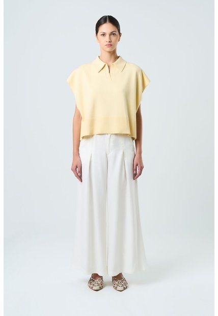 Pantalón Palazzo Caltha Para Mujer Fit Holgado Pantalón Palazzo Caltha Para Mujer Fit Holgado Crema 12 VÉLEZ