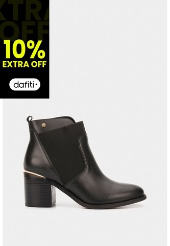 Botines Tacón De Cuero Aplique Botines Tacón De Cuero Aplique Negro 40 VÉLEZ Vélez