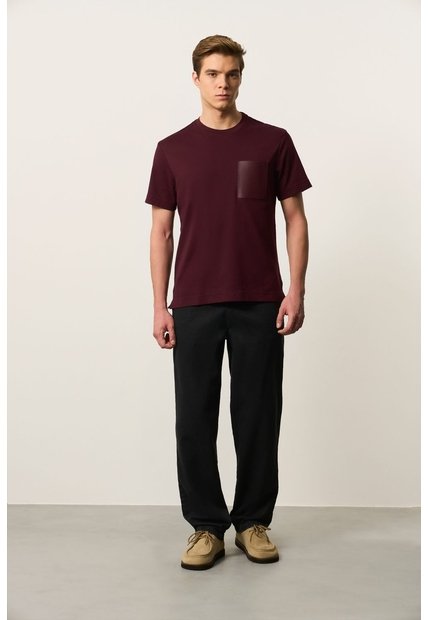 Camiseta En Algodón Para Hombre Bolsillo Cuero Camiseta En Algodón Para Hombre Bolsillo Cuero Vinotinto M VÉLEZ
