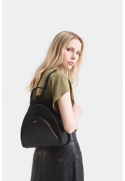 Morral Stefano De Cuero Grabado Negro Morral De Cuero Grabado Negro VÉLEZ