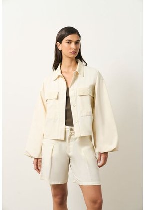 Chaqueta Senda Trucker Para Mujer Oversized Chaqueta Senda Trucker Para Mujer Oversized Crema S VÉLEZ