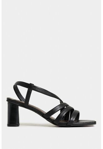 Sandalia Tacón Gobi De Cuero Liso Para Mujer Straps Sandalia Tacón Gobi De Cuero Liso Para Mujer Straps Negro 41 VÉLEZ Vélez