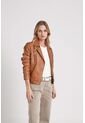 Chaqueta Biker Natura De Cuero Para Mujer Semi Ajustada Chaqueta Biker Natura De Cuero Para Mujer Semi Ajustada Miel L VÉLEZ de Vélez