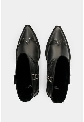 Botin Texano En Cuero Con Acabado Envejecido Para Mujer Taroa Botin Texano En Cuero Con Acabado Envejecido Para Mujer Taroa Negro 37 VÉLEZ