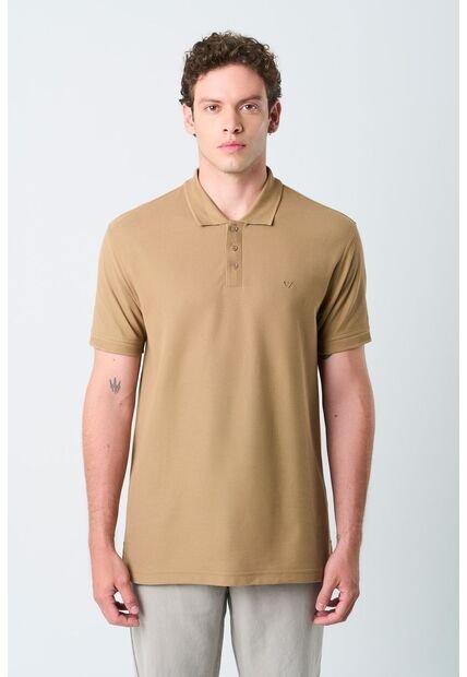 Polo Para Hombre Semi Fit Detalle Jacquard Polo Para Hombre Semi Fit Detalle Jacquard Tabaco XS VÉLEZ