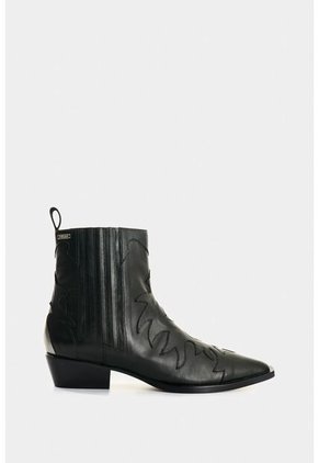 Botines Texanos De Cuero Para Mujer Nara Botines Texanos De Cuero Para Mujer Nara Negro 37 VÉLEZ