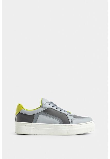 Tenis Flexus De Cuero Y Lona Para Mujer Detalle Color Contraste Tenis Flexus De Cuero Y Lona Para Mujer Detalle Color Contraste Gris 35 VÉLEZ