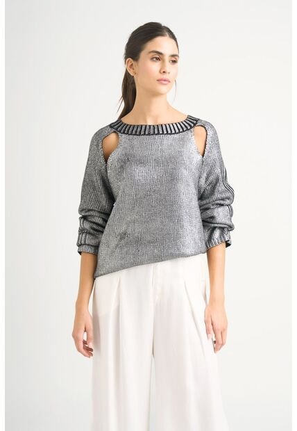 Sweater Star En Tejido Rectilíneo Para Mujer Efecto Metalizado Sweater Star En Tejido Rectilíneo Para Mujer Efecto Metalizado Negro XS VÉLEZ