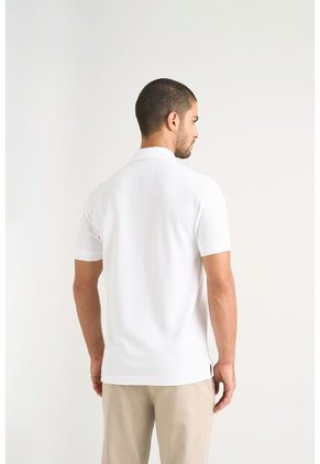 Polo Para Hombre Semi Fit Detalle Jacquard Polo Para Hombre Semi Fit Detalle Jacquard Blanco S VÉLEZ