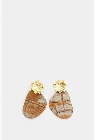 Arete Flor Metalizada De Cuero Para Mujer Lumia Arete Flor Metalizada De Cuero Para Mujer Lumia Miel VÉLEZ Vélez