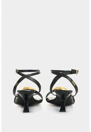 Sandalia Tacón De Cuero Para Mujer Cleo Sandalia Tacón De Cuero Para Mujer Cleo Negro 38 VÉLEZ