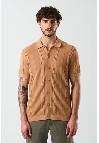 Camisa Manga Corta Tejida Para Hombre Luminia Camisa Manga Corta Tejida Para Hombre Luminia Cafe L VÉLEZ Vélez