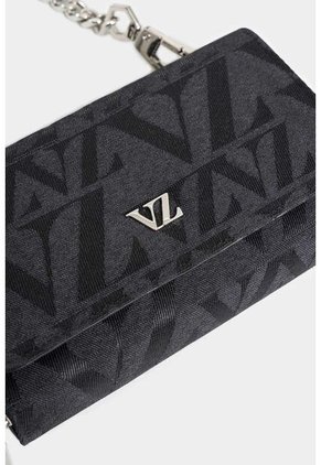 Billetera Palma De Cuero Y Lona Para Mujer Cargadera Cadena Billetera Palma De Cuero Y Lona Para Mujer Cargadera Cadena Negro Vélez