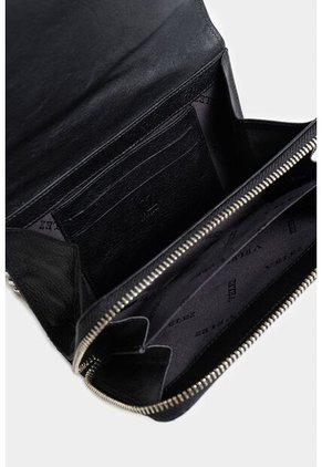 Billetera Palma De Cuero Y Lona Para Mujer Cargadera Cadena Billetera Palma De Cuero Y Lona Para Mujer Cargadera Cadena Negro Vélez