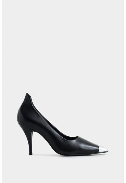 Tacones Cerrados Iris De Cuero Para Mujer Puntera Metálica Tacones Cerrados Iris De Cuero Para Mujer Puntera Metálica Negro 41 Vélez