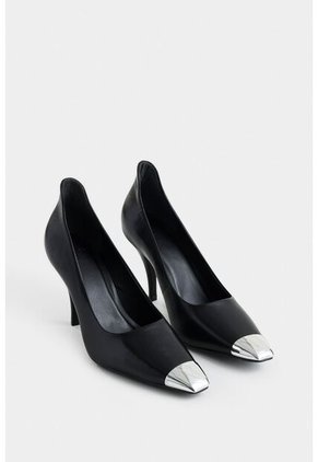 Tacones Cerrados Iris De Cuero Para Mujer Puntera Metálica Tacones Cerrados Iris De Cuero Para Mujer Puntera Metálica Negro 41 Vélez