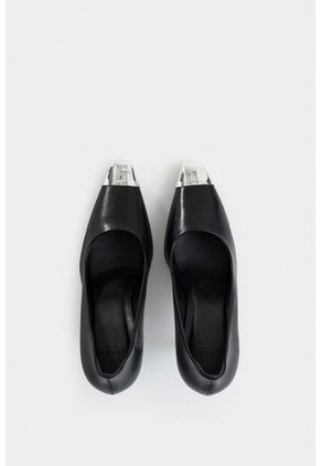 Tacones Cerrados Iris De Cuero Para Mujer Puntera Metálica Tacones Cerrados Iris De Cuero Para Mujer Puntera Metálica Negro 41 Vélez