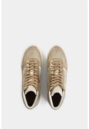 Tenis Tipo Bota Magena De Cuero Para Mujer Acabado Vintage Tenis Tipo Bota Magena De Cuero Para Mujer Acabado Vintage Arena 39 VÉLEZ