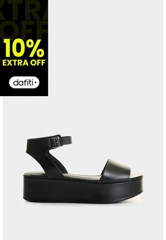 Sandalia Plataforma De Cuero Para Mujer Soren Sandalia Plataforma De Cuero Para Mujer Soren Negro 40 VÉLEZ Vélez