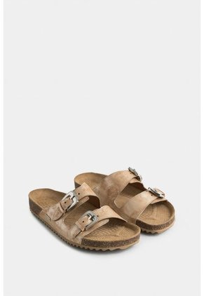 Sandalia Plana Pilos En Cuero Folia Para Mujer Suela Corcho Sandalia Plana Pilos En Cuero Folia Para Mujer Suela Corcho Dorado 36 VÉLEZ