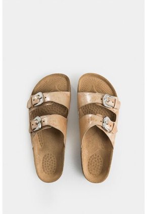 Sandalia Plana Pilos En Cuero Folia Para Mujer Suela Corcho Sandalia Plana Pilos En Cuero Folia Para Mujer Suela Corcho Dorado 36 VÉLEZ