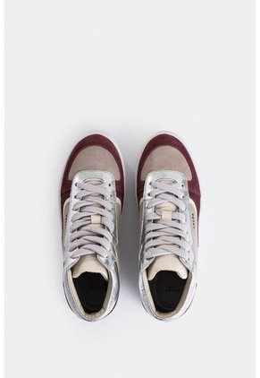 Tenis Tipo Bota Magena De Cuero Para Mujer Acabado Vintage Tenis Tipo Bota Magena De Cuero Para Mujer Acabado Vintage Gris 41 VÉLEZ