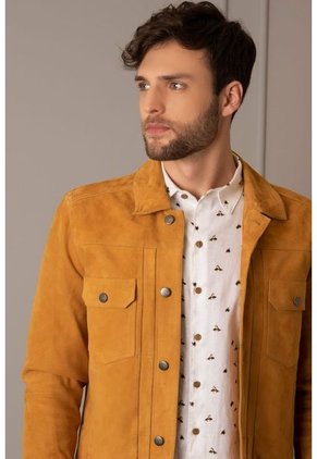 Chaqueta Zambeze De Gamuza Para Hombre Cuello Camisero