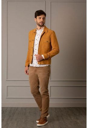 Chaqueta Zambeze De Gamuza Para Hombre Cuello Camisero