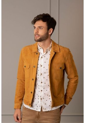 Chaqueta Zambeze De Gamuza Para Hombre Cuello Camisero