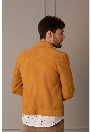Chaqueta Zambeze De Gamuza Para Hombre Cuello Camisero