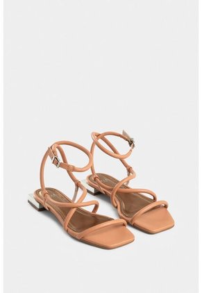 Sandalia Plana Amanecer De Cuero Para Mujer Amarre Al Tobillo Sandalia Plana Amanecer De Cuero Para Mujer Amarre Al Tobillo Rosado 36 VÉLEZ