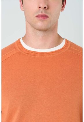 Sweater Tejido En Algodón Para Hombre Manga Ranglan Sweater Tejido En Algodón Para Hombre Manga Ranglan Naranja XXL VÉLEZ