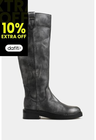 Botas Tulipan De Cuero Brush Off Para Mujer Efecto Metalizado Botas Tulipan De Cuero Brush Off Para Mujer Efecto Metalizado Gris 35 VÉLEZ Vélez