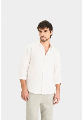 Camisa Oxford Manga Larga Calagua Para Hombre Semifitted Camisa Oxford Manga Larga Calagua Para Hombre Semifitted Blanco XS VÉLEZ