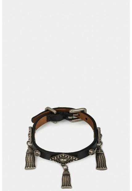 Manilla Jalca De Cuero Para Mujer Taches Y Dijes Metálicos Negro Manilla Jalca De Cuero Para Mujer Taches Y Dijes Metálicos Negro Vélez