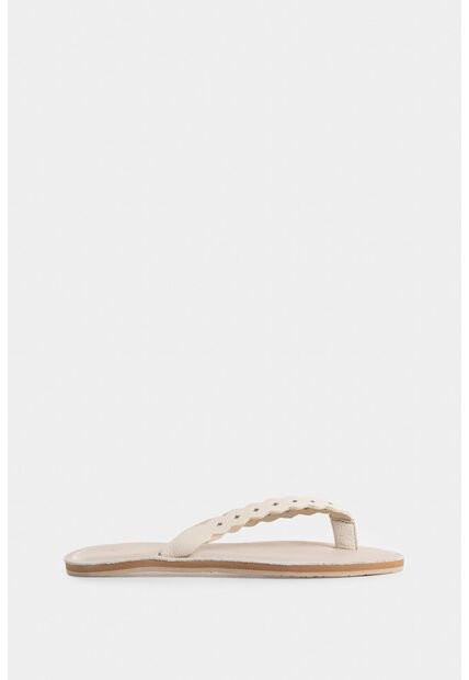 Sandalia Plana Bali De Cuero Para Mujer Combinación De Materiales Sandalia Plana Bali De Cuero Para Mujer Combinación De Materiales Beige 39 Vélez