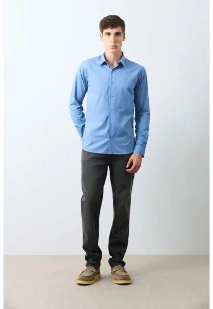 Camisa En Popelina Para Hombre Semifitted Camisa En Popelina Para Hombre Semifitted Azul M VÉLEZ