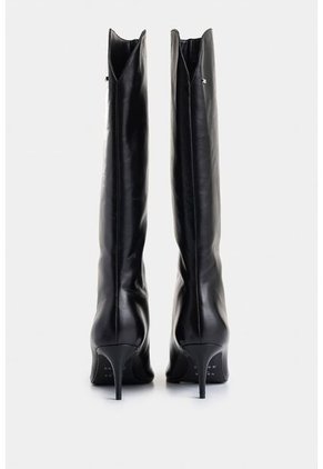 Botas De Tacón Lanceolata De Cuero Para Mujer Silueta Punta Botas De Tacón Lanceolata De Cuero Para Mujer Silueta Punta Negro 37 VÉLEZ