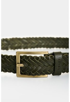 Cinturón Unifaz Trenzado De Cuero Para Hombre Atlas Cinturón Unifaz Trenzado De Cuero Para Hombre Atlas Verde Oliva 30 VÉLEZ