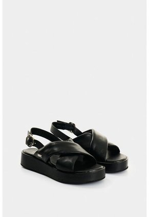 Sandalia Plataforma De Cuero Para Mujer Caltha Sandalia Plataforma De Cuero Para Mujer Caltha Negro 35 VÉLEZ