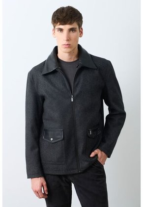 Chaqueta De Tela Y Cuero Para Hombre Oroa Chaqueta De Tela Y Cuero Para Hombre Oroa Negro L VÉLEZ