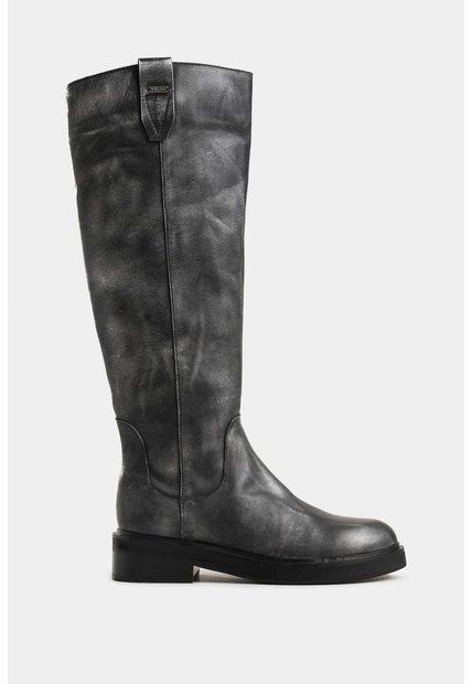 Botas Tulipan De Cuero Brush Off Para Mujer Efecto Metalizado Botas Tulipan De Cuero Brush Off Para Mujer Efecto Metalizado Gris 39 VÉLEZ