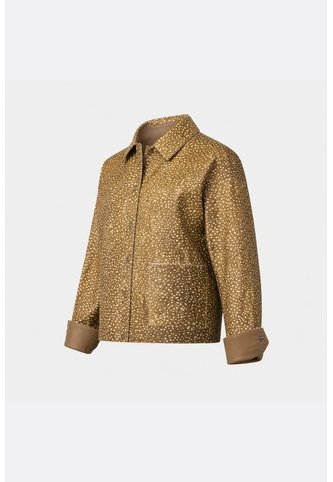 Chaqueta En Cuero Pelo Print Venado Para Mujer Chaqueta En Cuero Pelo Print Venado Para Mujer Miel M VÉLEZ Vélez