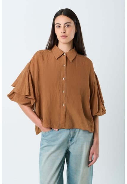 Camisa Ópalo Para Mujer Boleros Camisa Ópalo Para Mujer Boleros Cafe Claro XS VÉLEZ