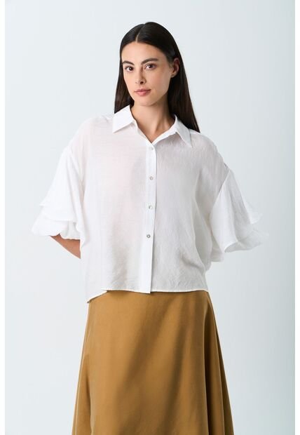 Camisa Ópalo Para Mujer Boleros Camisa Ópalo Para Mujer Boleros Blanco S VÉLEZ